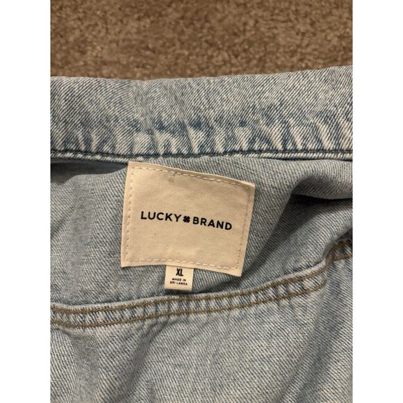 NWT $109 Lucky Brand Womens XL Trucker Jean Jacket 100% Cotton Light Blue Denim - Picture 3 of 9